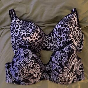 Cacique Black and White Patterned Bras